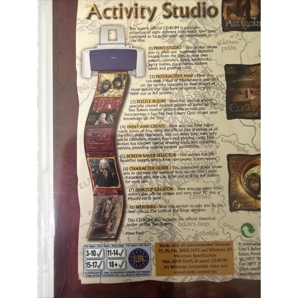 The Lord Of The Rings The Two Towers Activity Studio PC CD ROM Vtg